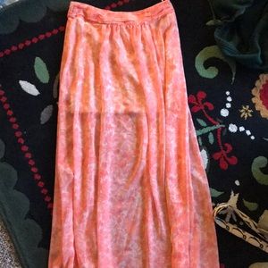 Pink and cream sheer maxi skirt